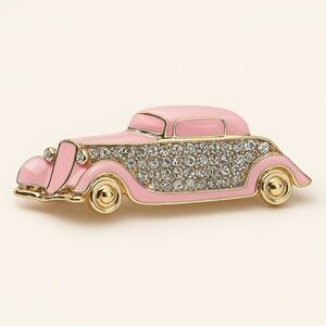 ⚜️💖 Elegant Pink and Gold Vintage Car Brooch 💗